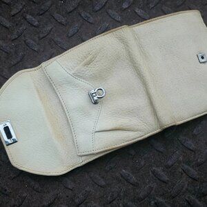 Salvatore Ferragamo Cardholder Beige Genuine Leather Tri Fold Wallet Made Italy